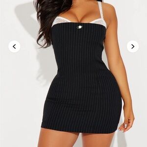 Fashion Nova Black and White Ribbed Bodycon Mini Dress